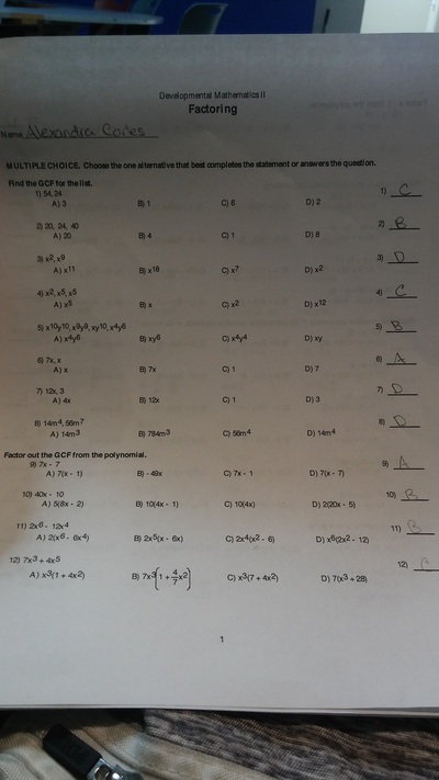 Worksheets - Sophomore Math